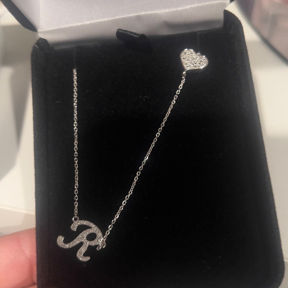 Kay Jewelers Silver Necklace with Heart and Initial Pendant